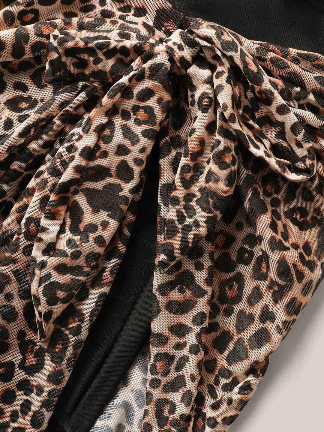 Costume da bagno incrociato con nodo e stampa leopardata
