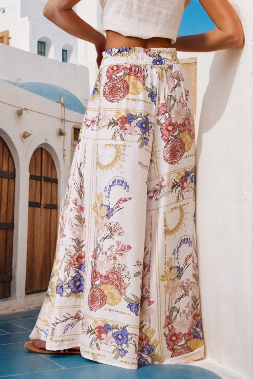 Calças Charli - Calças de cintura alta e perna larga com estampado Adelia