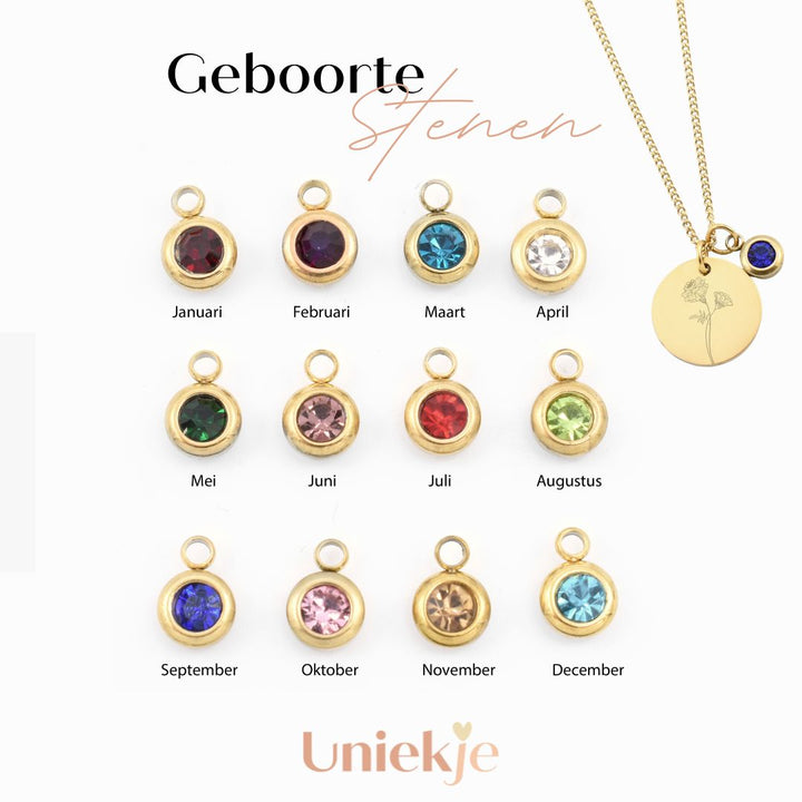 Colar com flor de nascimento e pedra de nascimento