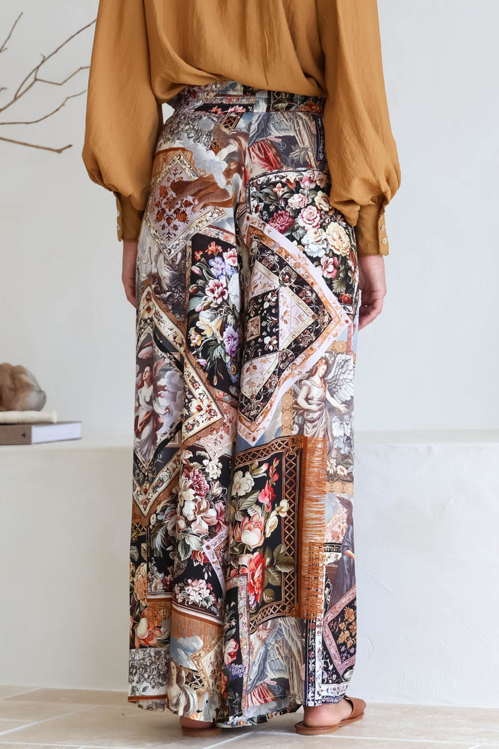 Calças Charli - Calças de cintura alta e perna larga com estampado Elaine