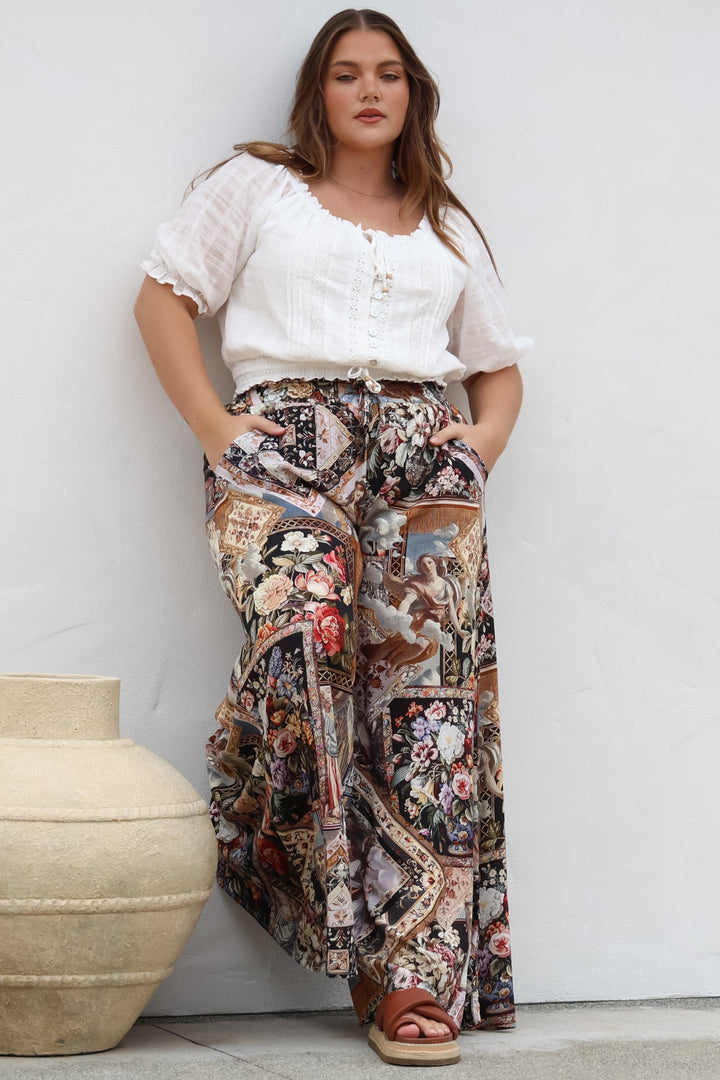 Calças Charli - Calças de cintura alta e perna larga com estampado Elaine