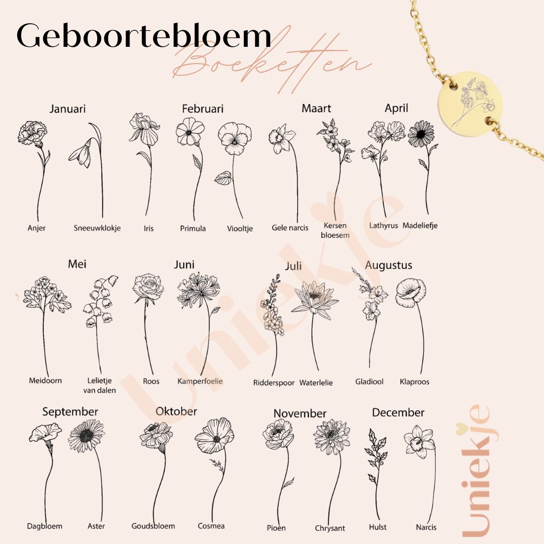 Bracelete com flor de nascimento oval