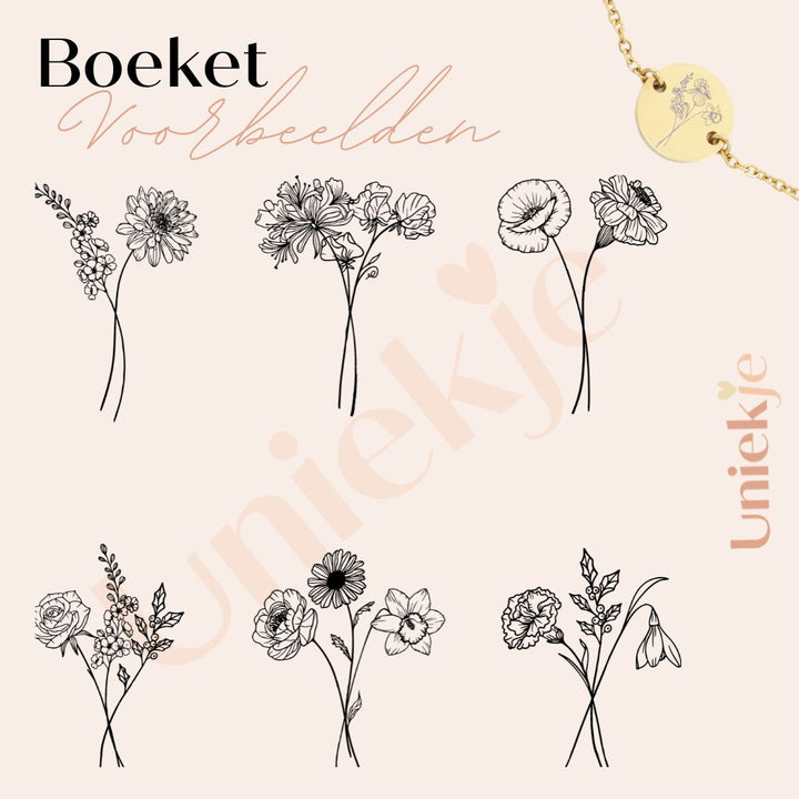 Pulseira de moedas com 3 flores do nascimento