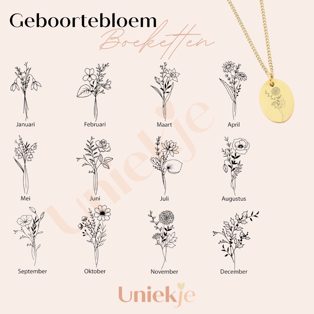 Colar com pingente oval em forma de flor de nascimento