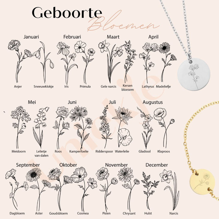 Colar com flor de nascimento 2 flores