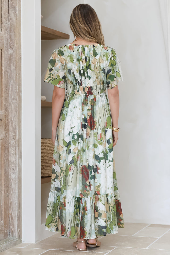 Vestido Maxi Glades - Estampa Kamara Verde