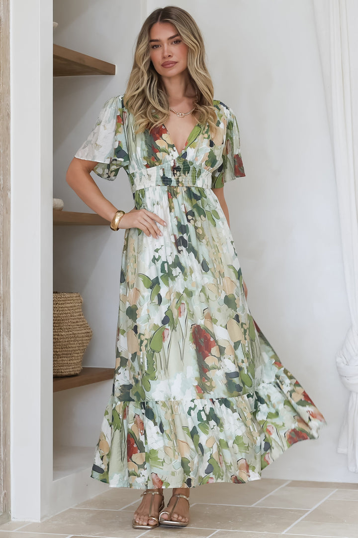 Vestido Maxi Glades - Estampa Kamara Verde