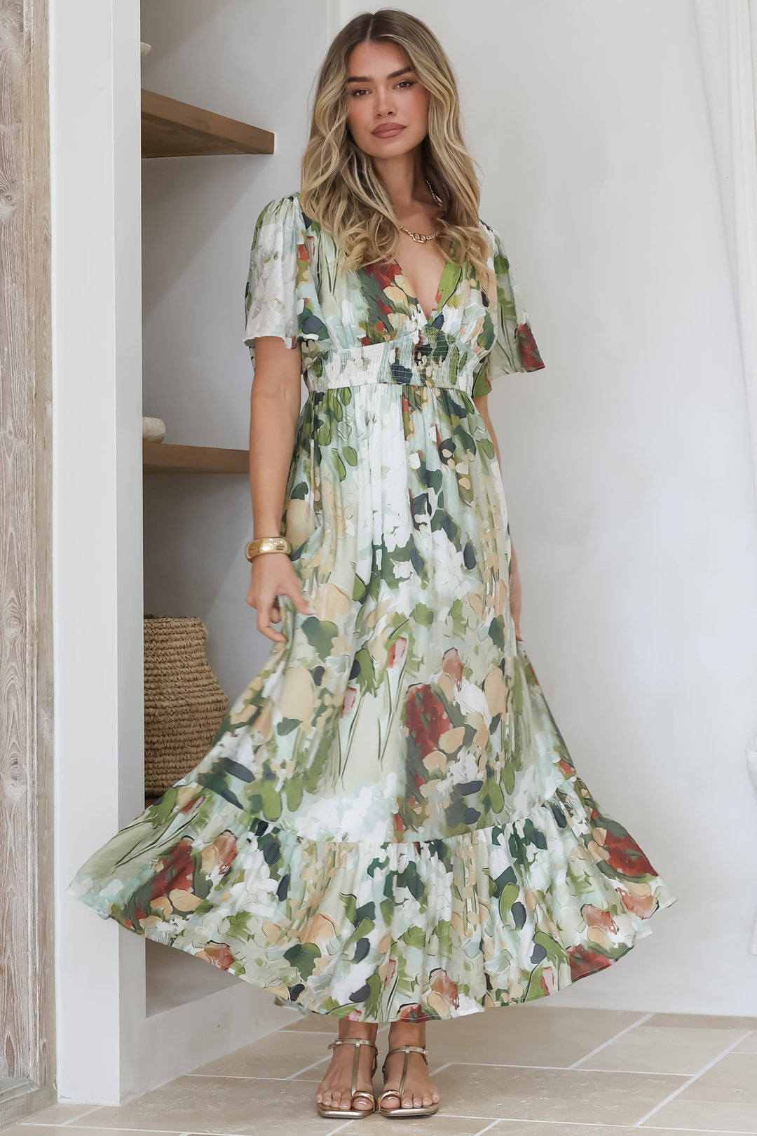 Vestido Maxi Glades - Estampa Kamara Verde