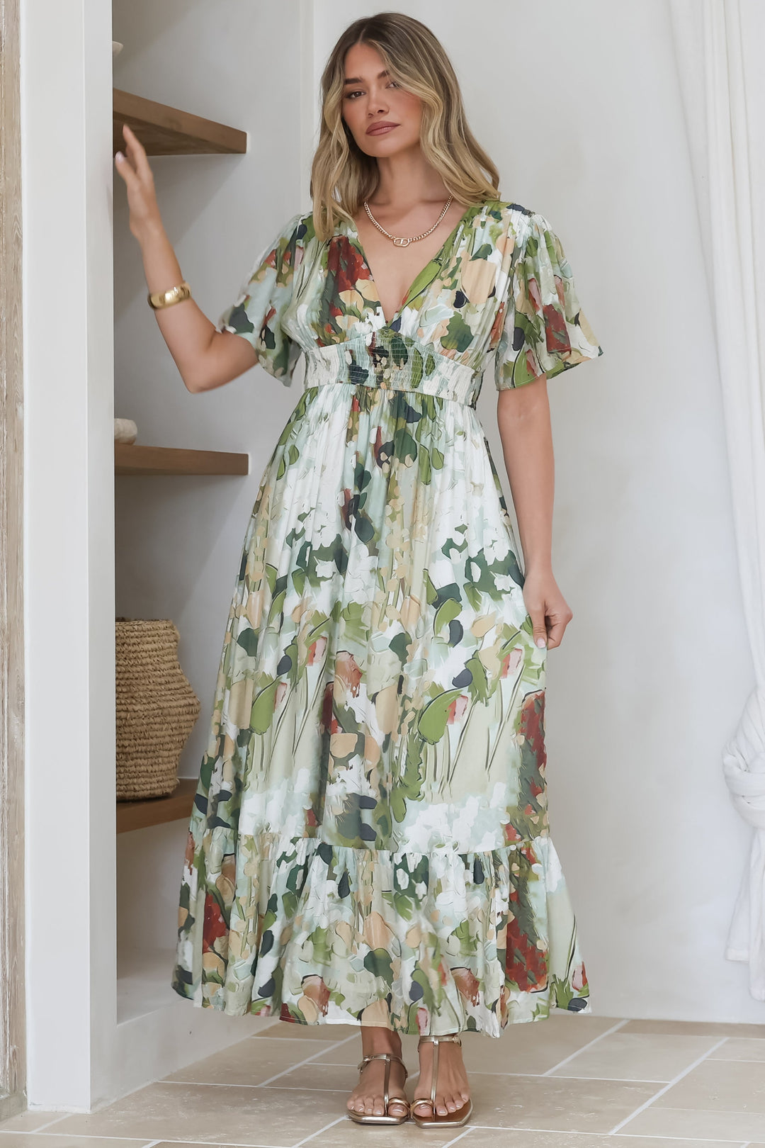 Vestido Maxi Glades - Estampa Kamara Verde