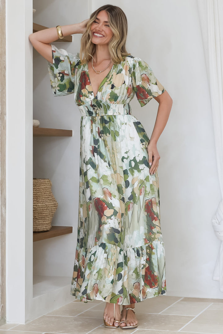 Vestido Maxi Glades - Estampa Kamara Verde