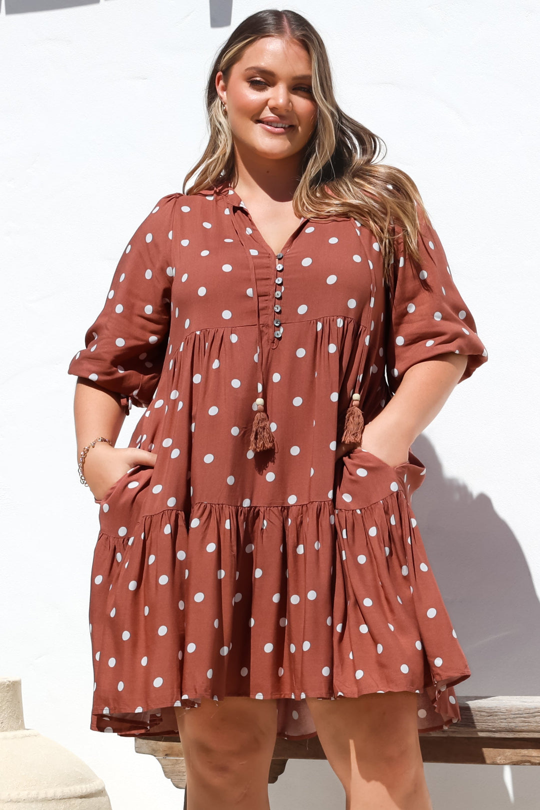 Vestido Mini Marah - Gola Mandarim Manga Curta