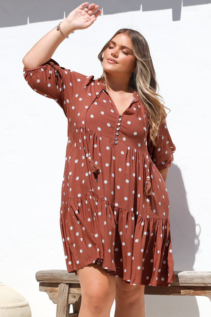 Vestido Mini Marah - Gola Mandarim Manga Curta