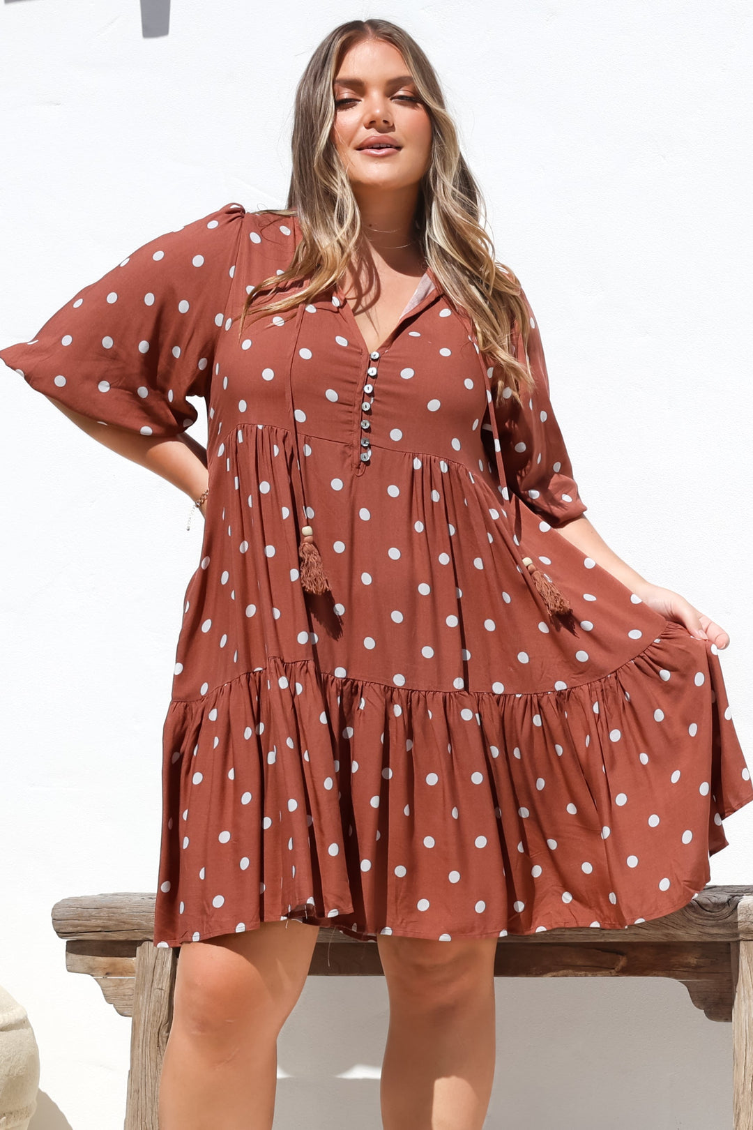 Vestido Mini Marah - Gola Mandarim Manga Curta