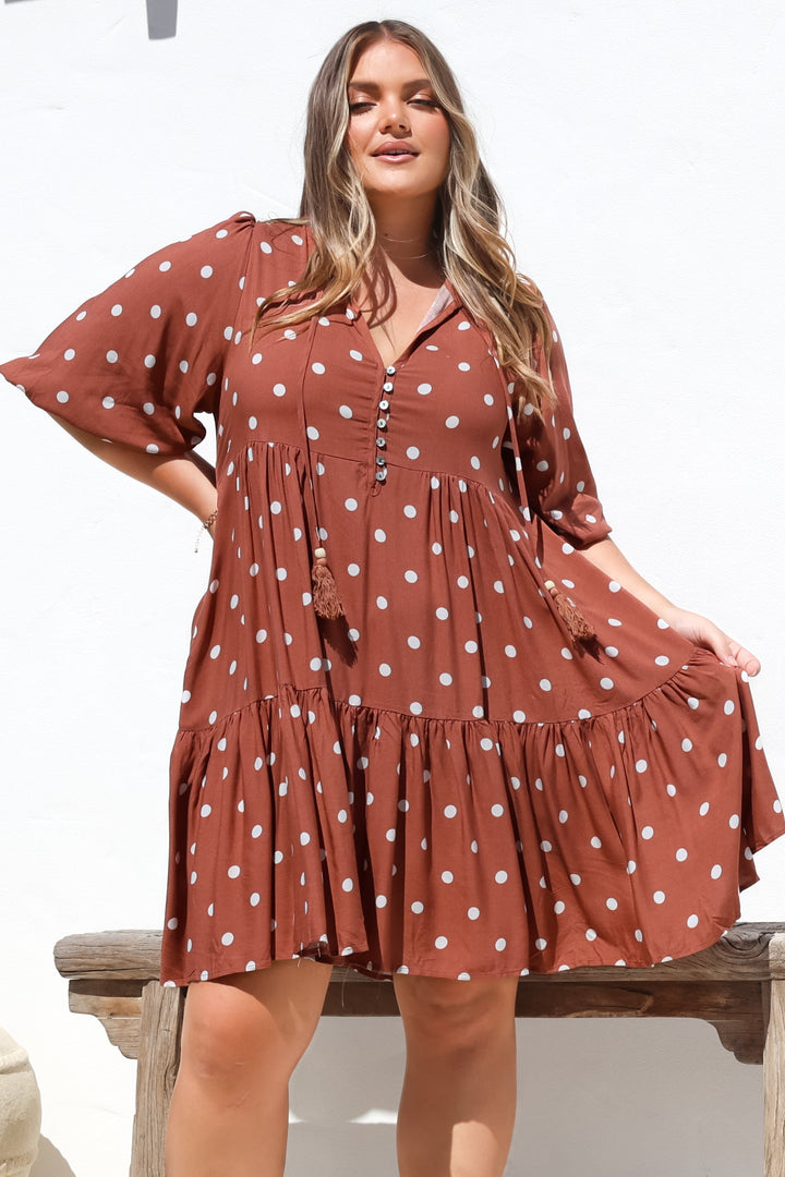 Vestido Mini Marah - Gola Mandarim Manga Curta