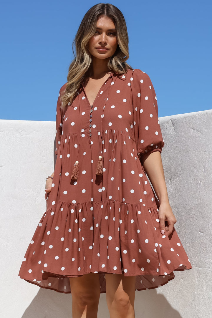 Vestido Mini Marah - Gola Mandarim Manga Curta