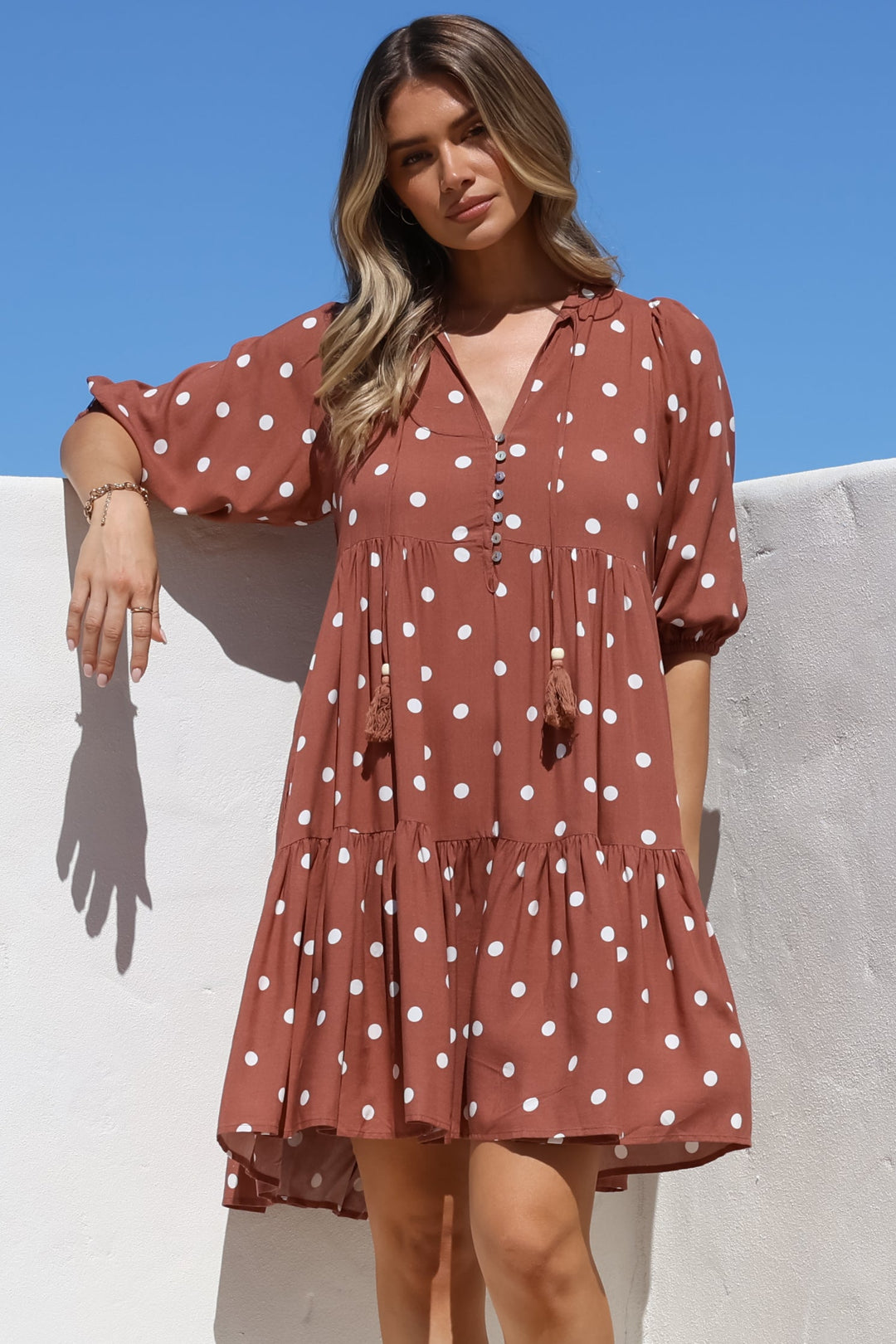 Vestido Mini Marah - Gola Mandarim Manga Curta