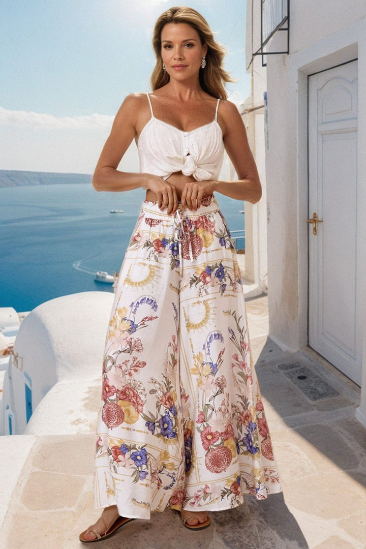 Calças Charli - Calças de cintura alta e perna larga com estampado Adelia