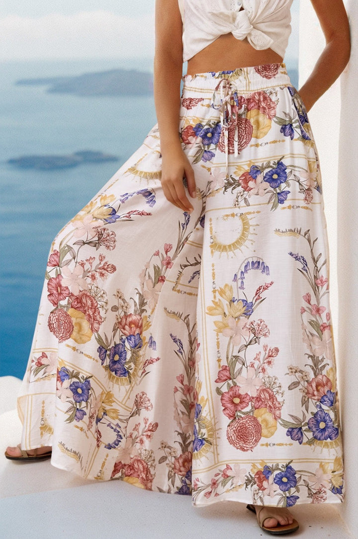 Calças Charli - Calças de cintura alta e perna larga com estampado Adelia