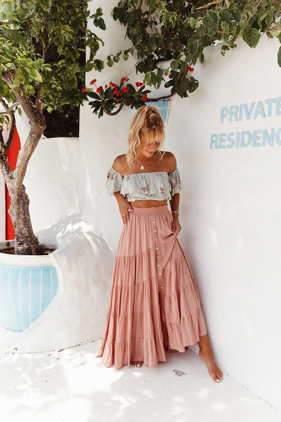 Saia Maxi Flora Bloom - Rosa